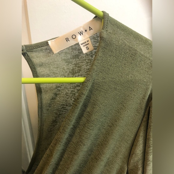 ROW A | Flutter Sleeve Mini Godet Dress Light Olive Green Size S - Picture 6 of 6